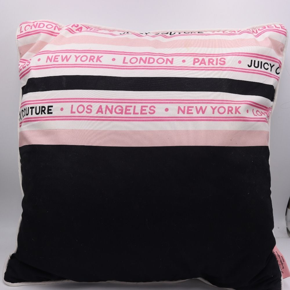 Juicy Couture Square Throw Pillow Pink & Black